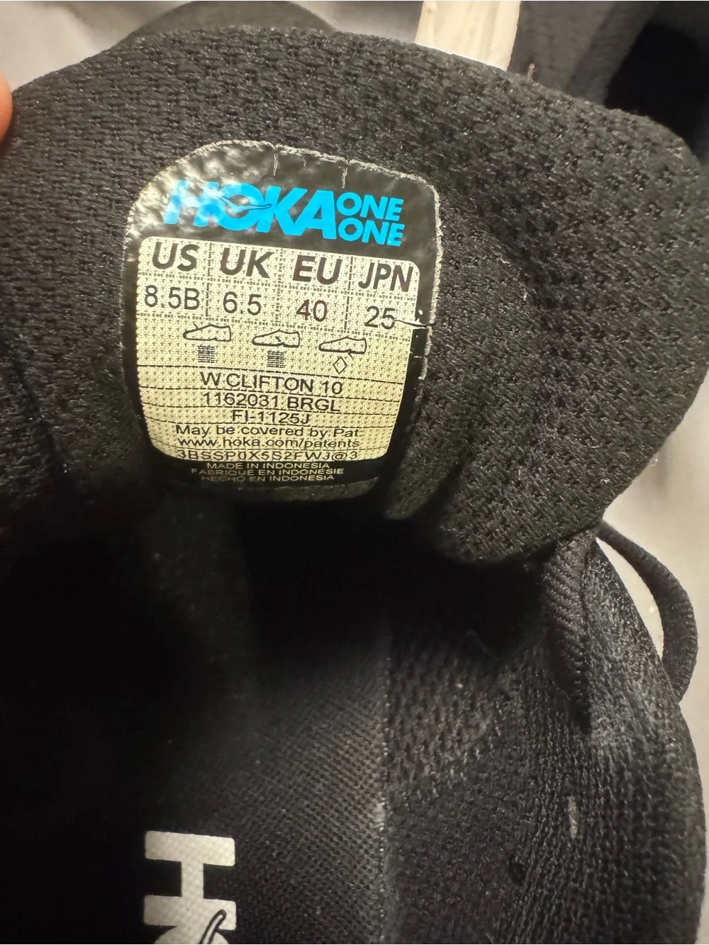 Hoka Black Sneakers with Cream Sole and Rose Logo size 8.5-0022